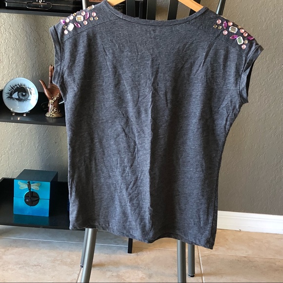 Cute Rhinestone Shoulder Top - Picture 2 of 3